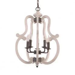5-Light White Modern Farmhouse Distressed Adjustable Chandelier Candle Style Pendant by Bella Depot -Bella Depot || ULTRALAST GREEN Sales distressed white bella depot chandeliers fc4043 5w 1f 1000