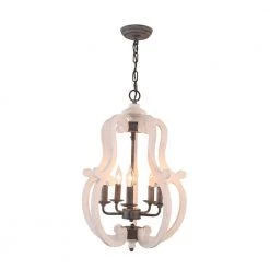 Bella Depot || ULTRALAST GREEN Sales 8 5-Light White Modern Farmhouse Distressed Adjustable Chandelier Candle Style Pendant by Bella Depot
