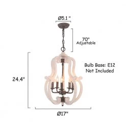 5-Light White Modern Farmhouse Distressed Adjustable Chandelier Candle Style Pendant by Bella Depot -Bella Depot || ULTRALAST GREEN Sales distressed white bella depot chandeliers fc4043 5w 76 1000