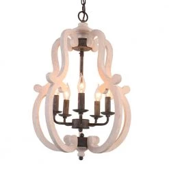 5-Light White Modern Farmhouse Distressed Adjustable Chandelier Candle Style Pendant by Bella Depot -Bella Depot || ULTRALAST GREEN Sales distressed white bella depot chandeliers fc4043 5w c3 1000
