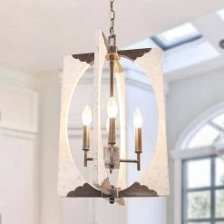 4-Light Distressed White Modern Farmhouse Rectangular Wood Chandelier with Adjustable Hanging Chain by Bella Depot -Bella Depot || ULTRALAST GREEN Sales distressed white bella depot chandeliers fc4045 4w 44 1000