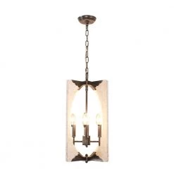 4-Light Distressed White Modern Farmhouse Rectangular Wood Chandelier with Adjustable Hanging Chain by Bella Depot -Bella Depot || ULTRALAST GREEN Sales distressed white bella depot chandeliers fc4045 4w fa 1000
