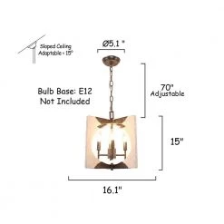 Modern Farmhouse 4-Light Distressed White Rectangular Frame Candlestick Wood Chandelier with Adjustable Hanging Chain by Bella Depot -Bella Depot || ULTRALAST GREEN Sales distressed white bella depot chandeliers fc4046 4w 76 1000
