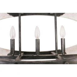 5-Light Distressed White Modern Farmhouse Wood Island Chandelier Adjustable Linear Rectangular Pendant by Bella Depot -Bella Depot || ULTRALAST GREEN Sales distressed white bella depot chandeliers fc4047 5w 66 1000