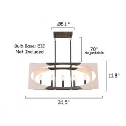 5-Light Distressed White Modern Farmhouse Wood Island Chandelier Adjustable Linear Rectangular Pendant by Bella Depot -Bella Depot || ULTRALAST GREEN Sales distressed white bella depot chandeliers fc4047 5w 76 1000