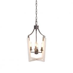Modern Farmhouse 4-Light Distressed White Chandelier Candle Style Square Pendant by Bella Depot -Bella Depot || ULTRALAST GREEN Sales distressed white bella depot chandeliers fc4049 4w 1f 1000