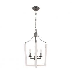 Bella Depot || ULTRALAST GREEN Sales 29 Modern Farmhouse 4-Light Distressed White Chandelier Candle Style Square Pendant by Bella Depot