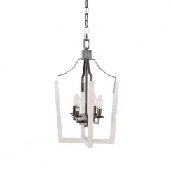 Modern Farmhouse 4-Light Distressed White Chandelier Candle Style Square Pendant by Bella Depot -Bella Depot || ULTRALAST GREEN Sales distressed white bella depot chandeliers fc4049 4w c3 1000