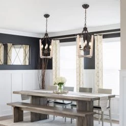 Modern Farmhouse 4-Light Distressed White Chandelier Candle Style Square Pendant by Bella Depot -Bella Depot || ULTRALAST GREEN Sales distressed white bella depot chandeliers fc4049 4w fa 1000