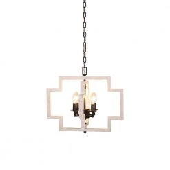4-Light Farmhouse Distressed White Irregular Rectangle Wood Chandelier with Adjustable Hanging Chain by Bella Depot -Bella Depot || ULTRALAST GREEN Sales distressed white bella depot chandeliers fc4051 4w 4f 1000