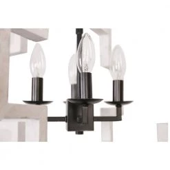 4-Light Farmhouse Distressed White Irregular Rectangle Wood Chandelier with Adjustable Hanging Chain by Bella Depot -Bella Depot || ULTRALAST GREEN Sales distressed white bella depot chandeliers fc4051 4w 66 1000