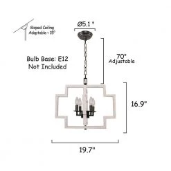 4-Light Farmhouse Distressed White Irregular Rectangle Wood Chandelier with Adjustable Hanging Chain by Bella Depot -Bella Depot || ULTRALAST GREEN Sales distressed white bella depot chandeliers fc4051 4w 76 1000
