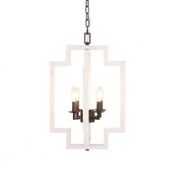 4-Light Farmhouse Distressed White Irregular Rectangle Wood Candle Chandelier Adjustable Pendant Light by Bella Depot -Bella Depot || ULTRALAST GREEN Sales distressed white bella depot chandeliers fc4052 4w 1f 1000