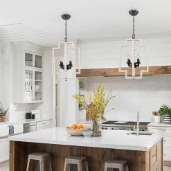 4-Light Farmhouse Distressed White Irregular Rectangle Wood Candle Chandelier Adjustable Pendant Light by Bella Depot -Bella Depot || ULTRALAST GREEN Sales distressed white bella depot chandeliers fc4052 4w 31 1000