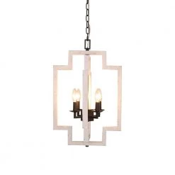 4-Light Farmhouse Distressed White Irregular Rectangle Wood Candle Chandelier Adjustable Pendant Light by Bella Depot -Bella Depot || ULTRALAST GREEN Sales distressed white bella depot chandeliers fc4052 4w 4f 1000