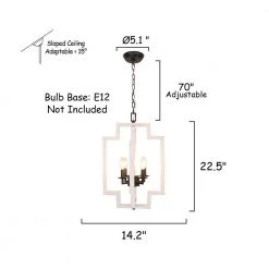 4-Light Farmhouse Distressed White Irregular Rectangle Wood Candle Chandelier Adjustable Pendant Light by Bella Depot -Bella Depot || ULTRALAST GREEN Sales distressed white bella depot chandeliers fc4052 4w 76 1000