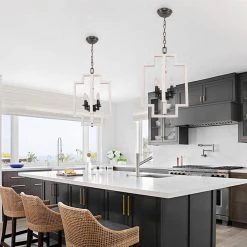 4-Light Farmhouse Distressed White Irregular Rectangle Wood Candle Chandelier Adjustable Pendant Light by Bella Depot -Bella Depot || ULTRALAST GREEN Sales distressed white bella depot chandeliers fc4052 4w fa 1000