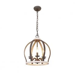 Bella Depot || ULTRALAST GREEN Sales 12 Farmhouse 6-Light Distressed White Wood Crown Caged Chandelier Vintage Candlestick Pendant with Adjustable Chain by Bella Depot