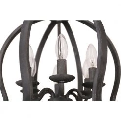 Farmhouse 6-Light Distressed White Wood Crown Caged Chandelier Vintage Candlestick Pendant with Adjustable Chain by Bella Depot -Bella Depot || ULTRALAST GREEN Sales distressed white bella depot chandeliers fc4053 6w 66 1000