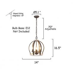 Farmhouse 6-Light Distressed White Wood Crown Caged Chandelier Vintage Candlestick Pendant with Adjustable Chain by Bella Depot -Bella Depot || ULTRALAST GREEN Sales distressed white bella depot chandeliers fc4053 6w 76 1000