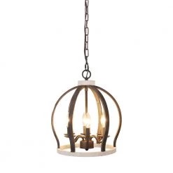 Farmhouse 6-Light Distressed White Wood Crown Caged Chandelier Vintage Candlestick Pendant with Adjustable Chain by Bella Depot -Bella Depot || ULTRALAST GREEN Sales distressed white bella depot chandeliers fc4053 6w c3 1000