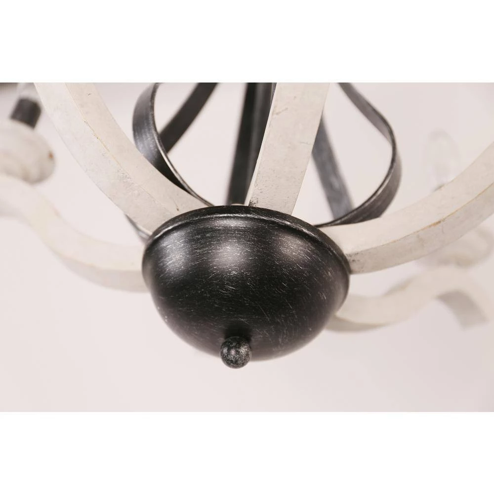 Vintage 6-Light Distressed White Farmhouse Candlestick Wood Chandelier with Adjustable Hanging Chain by Bella Depot 4 Vintage 6-Light Distressed White Farmhouse Candlestick Wood Chandelier with Adjustable Hanging Chain by Bella Depot - Image 2