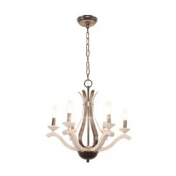 Vintage 6-Light Distressed White Farmhouse Candlestick Wood Chandelier with Adjustable Hanging Chain by Bella Depot 15 Vintage 6-Light Distressed White Farmhouse Candlestick Wood Chandelier with Adjustable Hanging Chain by Bella Depot -Bella Depot || ULTRALAST GREEN Sales distressed white bella depot chandeliers fc4056 6w 4f 1000