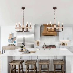 Farmhouse 6-Light Distressed White Vintage Wood Wheel Chandelier Candlestick Pendant with Adjustable Hanging Chain by Bella Depot -Bella Depot || ULTRALAST GREEN Sales distressed white bella depot chandeliers fc4057 6w 31 1000