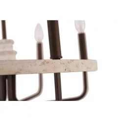 Farmhouse 6-Light Distressed White Vintage Wood Wheel Chandelier Candlestick Pendant with Adjustable Hanging Chain by Bella Depot -Bella Depot || ULTRALAST GREEN Sales distressed white bella depot chandeliers fc4057 6w 66 1000