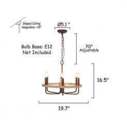 Farmhouse 6-Light Distressed White Vintage Wood Wheel Chandelier Candlestick Pendant with Adjustable Hanging Chain by Bella Depot -Bella Depot || ULTRALAST GREEN Sales distressed white bella depot chandeliers fc4057 6w 76 1000