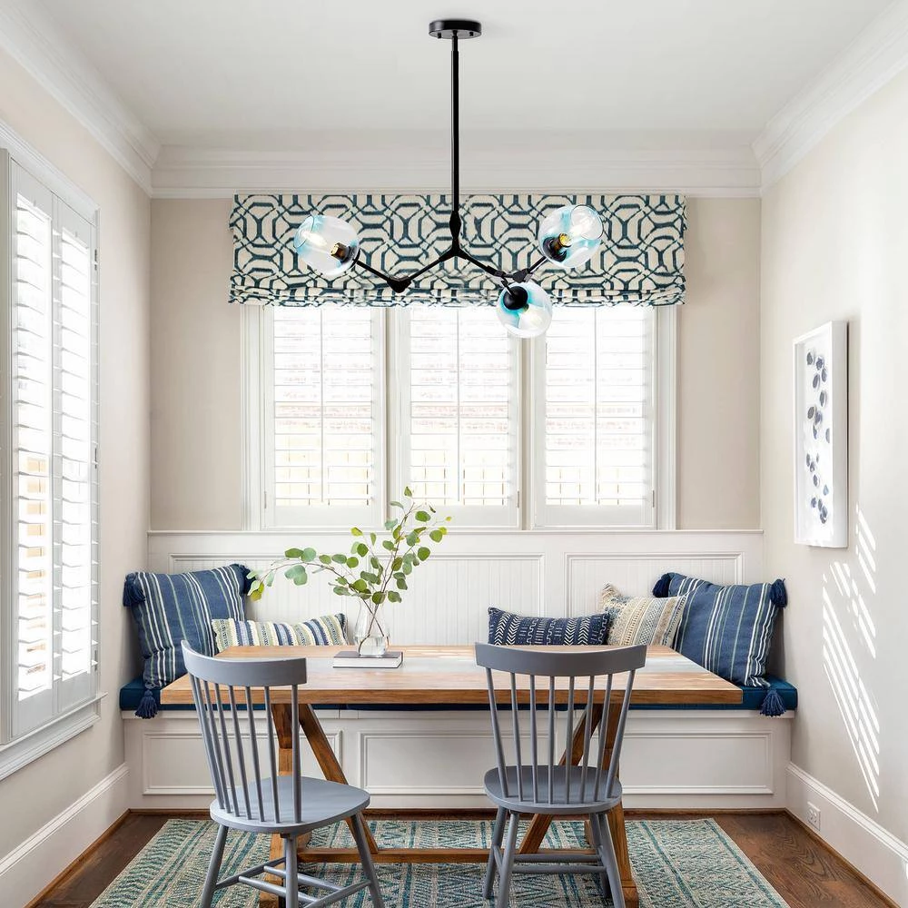 3-Light Gradient Blue Modern Linear Chandelier with Black Adjustable Arms and Glass Shades by Bella Depot 10 3-Light Gradient Blue Modern Linear Chandelier with Black Adjustable Arms and Glass Shades by Bella Depot - Image 8