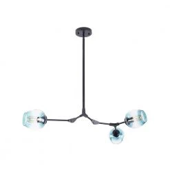 Bella Depot || ULTRALAST GREEN Sales 10 3-Light Gradient Blue Modern Linear Chandelier with Black Adjustable Arms and Glass Shades by Bella Depot