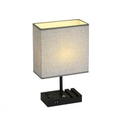 17 in. Grey Table Lamp with USB Port and Charging Dock by Cedar Hill