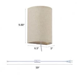 1-Light Off-White Fabric Round LED Wall Sconce Wall Light with Bulb (2-Pack) by Cedar Hill -Bella Depot || ULTRALAST GREEN Sales off white cedar hill wall sconces 418608 76 1000