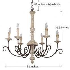 6-Light Retro White Wood Chandelier Farmhouse Candle-Style Pendant Light by Bella Depot -Bella Depot || ULTRALAST GREEN Sales retro white bella depot chandeliers fc4007 fa 1000