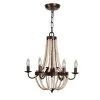 Modern Farmhouse 6-Light Rustic Wood Beaded Chandelier Candle Style Pendant by Bella Depot -Bella Depot || ULTRALAST GREEN Sales rustic black bella depot chandeliers fc4020 r 64 1000
