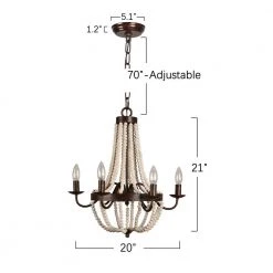 Modern Farmhouse 6-Light Rustic Wood Beaded Chandelier Candle Style Pendant by Bella Depot -Bella Depot || ULTRALAST GREEN Sales rustic black bella depot chandeliers fc4020 r 76 1000