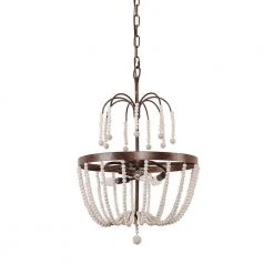 3-Light Rustic Wood Beaded Draping Chandelier with Adjustable Hanging Chain Modern Farmhouse by Bella Depot -Bella Depot || ULTRALAST GREEN Sales rustic black bella depot chandeliers fc4031 3r 1f 1000