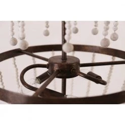 3-Light Rustic Wood Beaded Draping Chandelier with Adjustable Hanging Chain Modern Farmhouse by Bella Depot -Bella Depot || ULTRALAST GREEN Sales rustic black bella depot chandeliers fc4031 3r 66 1000