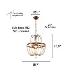 3-Light Rustic Wood Beaded Draping Chandelier with Adjustable Hanging Chain Modern Farmhouse by Bella Depot -Bella Depot || ULTRALAST GREEN Sales rustic black bella depot chandeliers fc4031 3r 76 1000