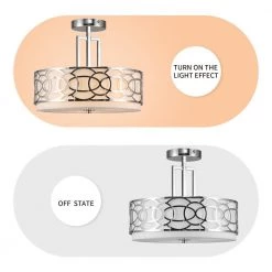 14.5 in. 3-Light Silver Drum Semi-Flush Mount by Cedar Hill 11 14.5 in. 3-Light Silver Drum Semi-Flush Mount by Cedar Hill -Bella Depot || ULTRALAST GREEN Sales silver cedar hill flush mount lights 412806 4f 1000