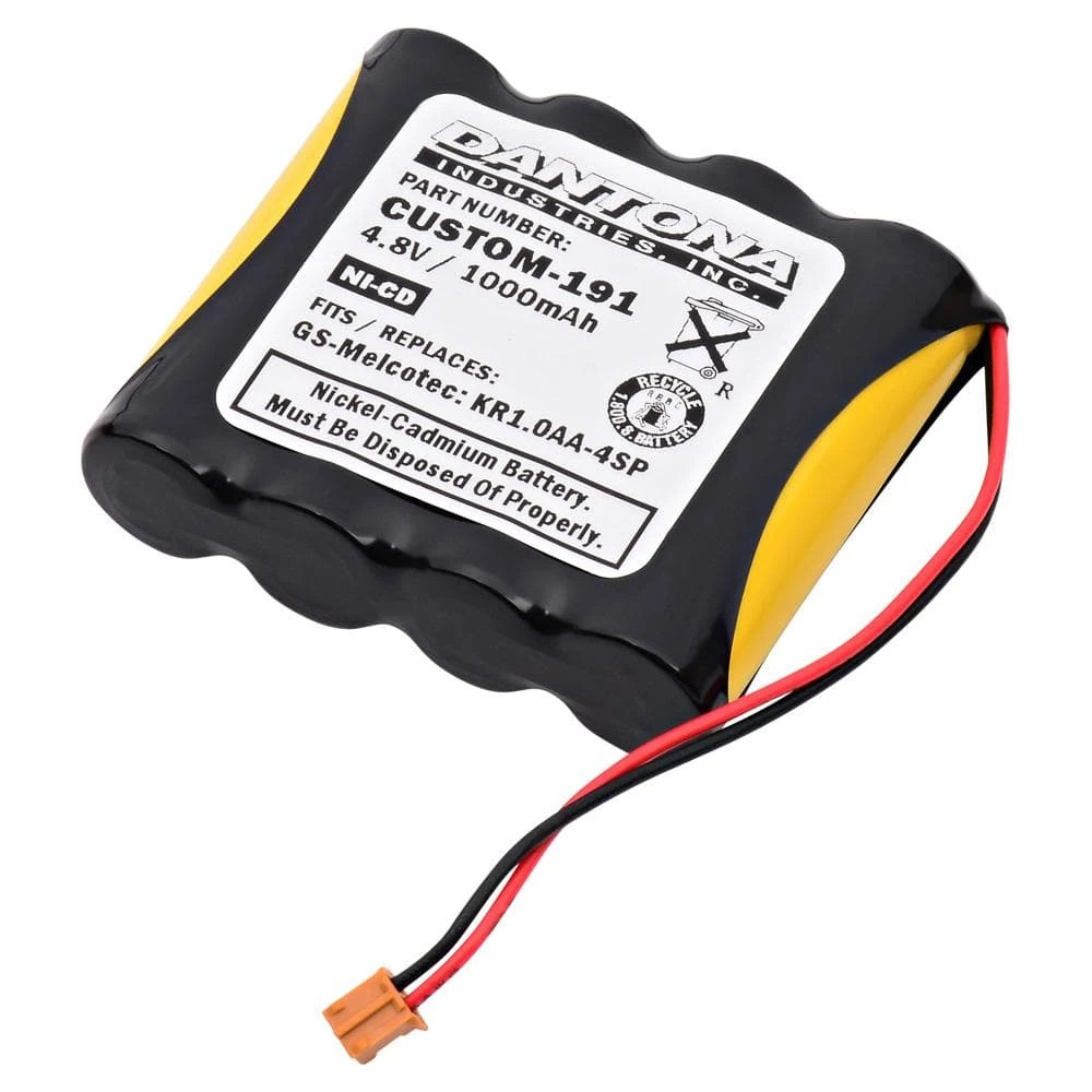 Dantona 4.8-Volt 1000 mAh Ni-Cd battery for GS-Melcotec - KR1.0AA-4SP Emergency Lighting by ULTRALAST GREEN 3 Dantona 4.8-Volt 1000 mAh Ni-Cd battery for GS-Melcotec - KR1.0AA-4SP Emergency Lighting by ULTRALAST GREEN