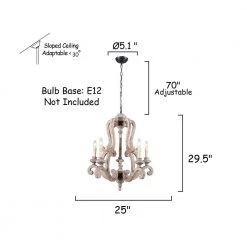 5-Light Farmhouse Weathered Wood Chandelier Candle Style Pendant by Bella Depot -Bella Depot || ULTRALAST GREEN Sales weathered wood bella depot chandeliers fc4004 5h fa 1000