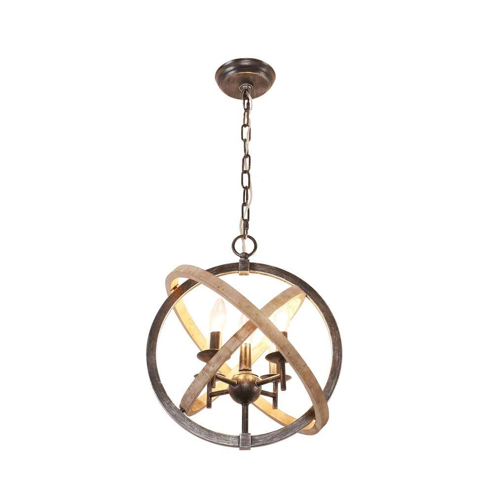 Farmhouse 5-Light Weathered Wood Globe Chandelier Vintage Candlestick Pendant by Bella Depot 8 Farmhouse 5-Light Weathered Wood Globe Chandelier Vintage Candlestick Pendant by Bella Depot - Image 6