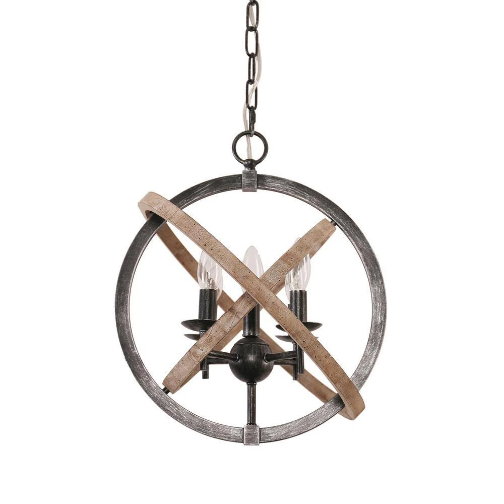 Farmhouse 5-Light Weathered Wood Globe Chandelier Vintage Candlestick Pendant by Bella Depot 7 Farmhouse 5-Light Weathered Wood Globe Chandelier Vintage Candlestick Pendant by Bella Depot - Image 5