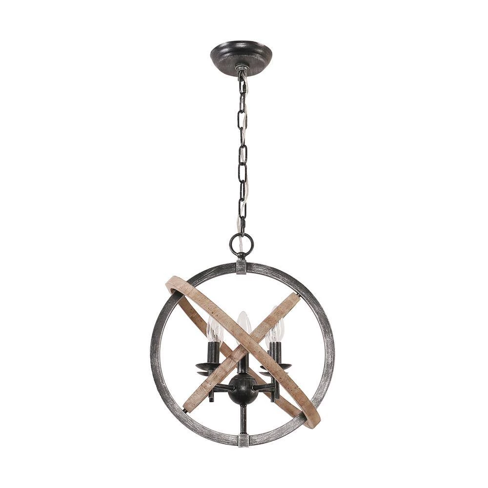 Farmhouse 5-Light Weathered Wood Globe Chandelier Vintage Candlestick Pendant by Bella Depot 6 Farmhouse 5-Light Weathered Wood Globe Chandelier Vintage Candlestick Pendant by Bella Depot - Image 4