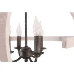 4-Light Distressed White Finish Farmhouse Wooden Chandelier Candle Style Pendant by Bella Depot -Bella Depot || ULTRALAST GREEN Sales white bella depot chandeliers fc4040 4w 66 1000