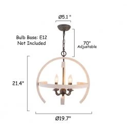 4-Light Distressed White Finish Farmhouse Wooden Chandelier Candle Style Pendant by Bella Depot -Bella Depot || ULTRALAST GREEN Sales white bella depot chandeliers fc4040 4w 76 1000