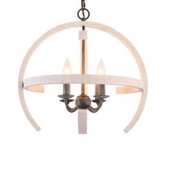 4-Light Distressed White Finish Farmhouse Wooden Chandelier Candle Style Pendant by Bella Depot -Bella Depot || ULTRALAST GREEN Sales white bella depot chandeliers fc4040 4w c3 1000