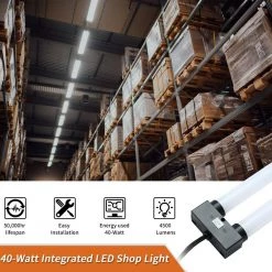 4 ft. 250-Watt Equivalent Integrated LED White Linkable Shop Light (4-Pack) by Cedar Hill -Bella Depot || ULTRALAST GREEN Sales white cedar hill shop lights 413501 fa 1000